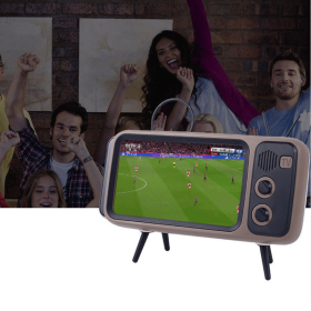 Retro TV Style Phone Stand With Bluetooth Speaker Amplifier