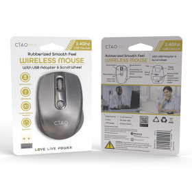 Rubberized Smooth Feel Plug & Play Wireless Mouse