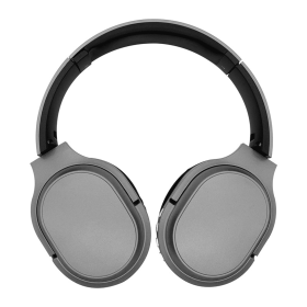 Gunmetal Bluetooth Headphone with black soft comfort padding & Chrome Silver Buttons with compact folding design