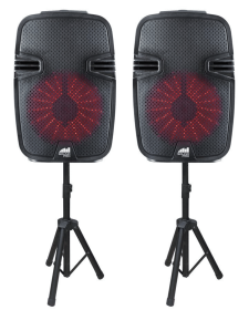 Dual High-Power Bluetooth True Wireless Sync Party Speakers with Disco Light Combo