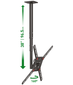 Barkan 29 - 65 inch Full Motion - 3 Movement Flat / Curved TV Ceiling Mount 88 lbs Black Telescopic Adjustment Touch & Tilt