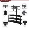 Black Multi-function TV Stand Height Adjustable Bracket Swivel 3-Tier