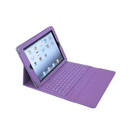 iPad Portfolio with built in Bluetooth keyboard for iPad 2/3/4 (Color: Purple)