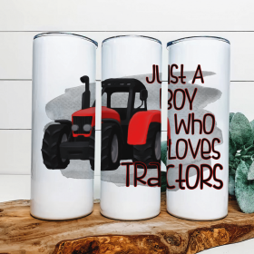 Just A Boy Who Loves Tractors|Skinny Tumbler|Optional Bluetooth Speaker| Speaker Color Varies (Color: 151015817)