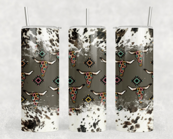 faux cowhide Bull Skulls|Skinny Tumbler|Optional Bluetooth Speaker| Speaker Color Varies (Color: 162013935)