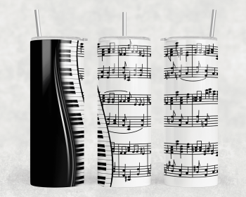 Music Notes|Skinny Tumbler|Optional Bluetooth Speaker| Speaker Color Varies (Color: 162416905)