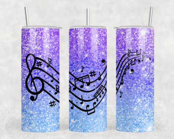 Music Notes|Skinny Tumbler|Optional Bluetooth Speaker| Speaker Color Varies (Color: 164321992)