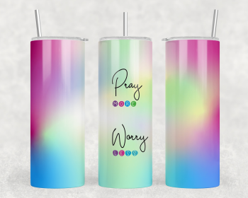 Pray More Worry Less Tie Dye|Skinny Tumbler|Optional Bluetooth Speaker| Speaker Color Varies (Color: 169117798)