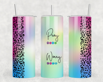 Pray More Worry Less Tie Dye|Skinny Tumbler|Optional Bluetooth Speaker| Speaker Color Varies (Color: 169217797)