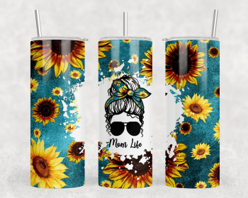 Sunflower Mom Life|Skinny Tumbler|Optional Bluetooth Speaker| Speaker Color Varies (Color: 177322507)