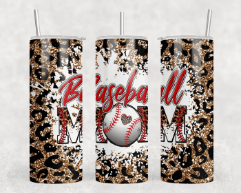 Baseball Mom Leopard Print|Skinny Tumbler|Optional Bluetooth Speaker| Speaker Color Varies (Color: 179611599)