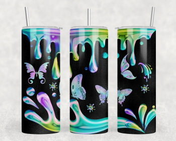 Butterflies|Skinny Tumbler|Optional Bluetooth Speaker| Speaker Color Varies (Color: 180112120)