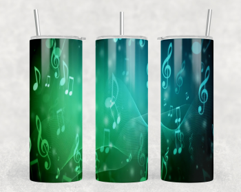Music Notes|Skinny Tumbler|Optional Bluetooth Speaker| Speaker Color Varies (Color: 180716903)