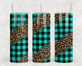 Leopard Print Plaid|Skinny Tumbler|Optional Bluetooth Speaker| Speaker Color Varies (Color: 184621792)