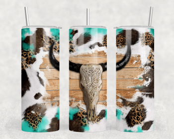 faux cowhide Bull Skull|Skinny Tumbler|Optional Bluetooth Speaker| Speaker Color Varies (Color: 185721206)