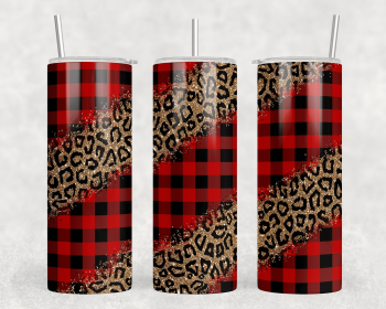 Leopard Print Plaid|Skinny Tumbler|Optional Bluetooth Speaker| Speaker Color Varies (Color: 186121791)