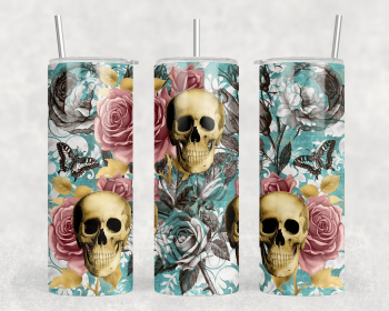 Skulls|Skinny Tumbler|Optional Bluetooth Speaker| Speaker Color Varies (Color: 192822378)