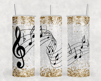 Music Notes|Skinny Tumbler|Optional Bluetooth Speaker| Speaker Color Varies (Color: 193316902)