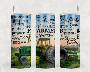 Farmer |Skinny Tumbler|Optional Bluetooth Speaker| Speaker Color Varies (Color: 195513851)
