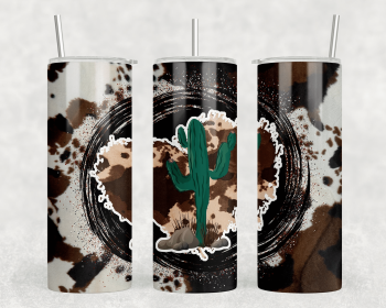 faux cowhide Cactus heart|Skinny Tumbler|Optional Bluetooth Speaker| Speaker Color Varies (Color: 196821211)