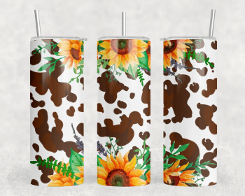 Cow print Sunflowers|Skinny Tumbler|Optional Bluetooth Speaker| Speaker Color Varies (Color: 197812983)