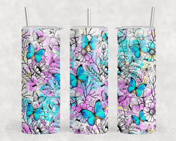 Butterflies|Skinny Tumbler|Optional Bluetooth Speaker| Speaker Color Varies (Color: 199620749)