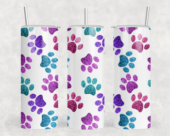 Paw Prints |Skinny Tumbler|Optional Bluetooth Speaker| Speaker Color Varies (Color: 203822128)