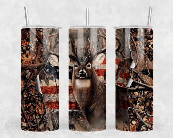 Camo Deer |Skinny Tumbler|Optional Bluetooth Speaker| Speaker Color Varies (Color: 208020839)