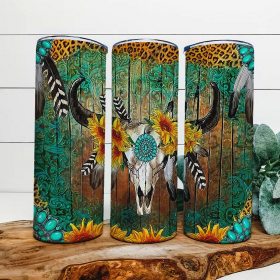 Western Bull Skull |Skinny Tumbler|Optional Bluetooth Speaker| Speaker Color Varies (Color: 217622749)