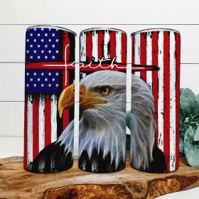 Eagle American Flag|Skinny Tumbler|Optional Bluetooth Speaker| Speaker Color Varies (Color: 223413671)