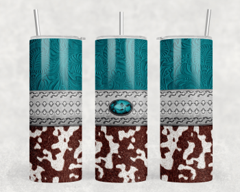 Cow Print faux leather|Skinny Tumbler|Optional Bluetooth Speaker| Speaker Color Varies (Color: 224412906)