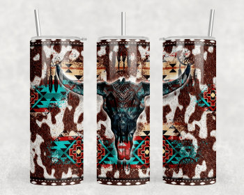Western Bull Skull |Skinny Tumbler|Optional Bluetooth Speaker| Speaker Color Varies (Color: 226920071)