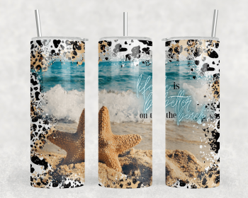 Life Is Better On The Beach|Skinny Tumbler|Optional Bluetooth Speaker| Speaker Color Varies (Color: 233221850)