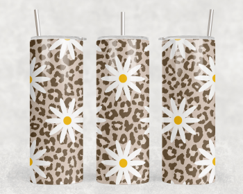 Leopard Print Daisies|Skinny Tumbler|Optional Bluetooth Speaker| Speaker Color Varies (Color: 233716018)