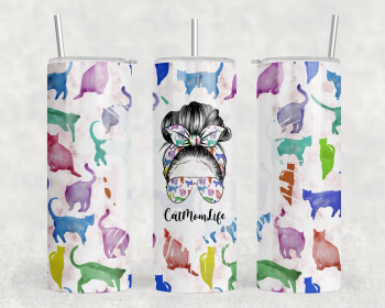 Cat Mom|Skinny Tumbler|Optional Bluetooth Speaker| Speaker Color Varies (Color: 240412590)