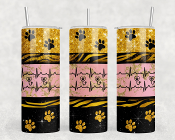 Paw Prints |Skinny Tumbler|Optional Bluetooth Speaker| Speaker Color Varies (Color: 241317478)