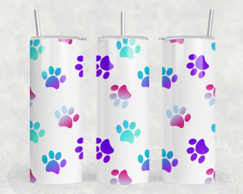 Paw Prints |Skinny Tumbler|Optional Bluetooth Speaker| Speaker Color Varies (Color: 241717477)
