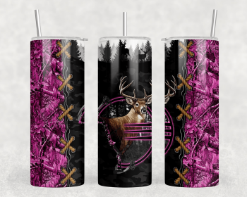 Pink Camo Deer|Skinny Tumbler|Optional Bluetooth Speaker| Speaker Color Varies (Color: 242422159)