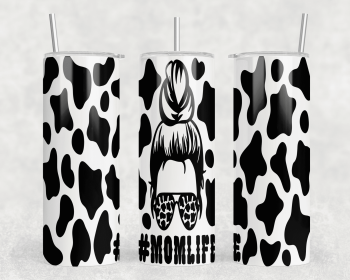 Mom Life Cow Print|Skinny Tumbler|Optional Bluetooth Speaker| Speaker Color Varies (Color: 246521969)