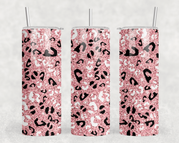 Pink Leopard print|Skinny Tumbler|Optional Bluetooth Speaker| Speaker Color Varies (Color: 247417706)
