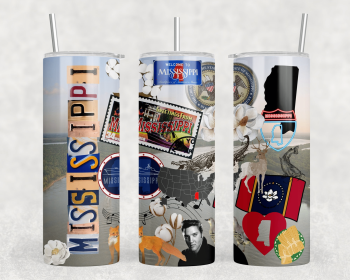 Mississippi - 20 oz Steel Skinny Tumbler - Optional Blue Tooth Speaker - Speaker Color will Vary (Color: 255421961)
