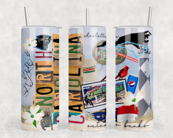 North Carolina - 20 oz Steel Skinny Tumbler - Optional Blue Tooth Speaker - Speaker Color will Vary (Color: 256422031)