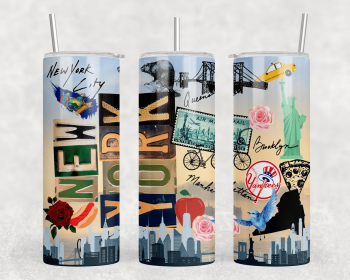 New York - 20 oz Steel Skinny Tumbler - Optional Blue Tooth Speaker - Speaker Color will Vary (Color: 257022024)