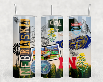 Nebraska - 20 oz Steel Skinny Tumbler - Optional Blue Tooth Speaker - Speaker Color will Vary (Color: 257516929)