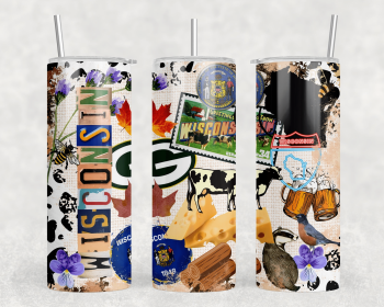 Wisconsin - 20 oz Steel Skinny Tumbler - Optional Blue Tooth Speaker - Speaker Color will Vary (Color: 259922834)