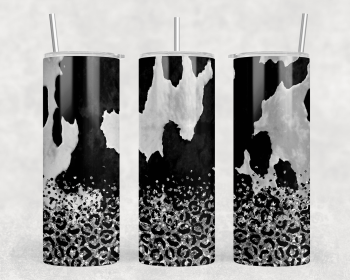 faux cowhide Leopard print faux glitter|Skinny Tumbler|Optional Bluetooth Speaker| Speaker Color Varies (Color: 262814109)