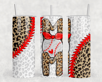 Baseball Mom Leopard Print|Skinny Tumbler|Optional Bluetooth Speaker| Speaker Color Varies (Color: 273911598)