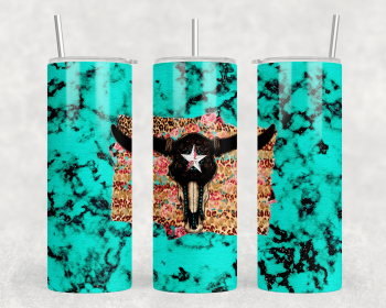 Turquoise Bull Skull|Skinny Tumbler|Optional Bluetooth Speaker| Speaker Color Varies (Color: 284119751)