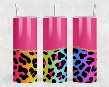Neon Leopard Print|Skinny Tumbler|Optional Bluetooth Speaker| Speaker Color Varies (Color: 284916998)