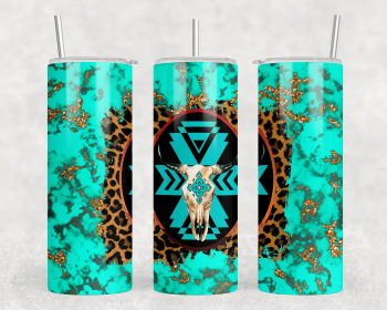 Turquoise Bull Skull|Skinny Tumbler|Optional Bluetooth Speaker| Speaker Color Varies (Color: 286922681)